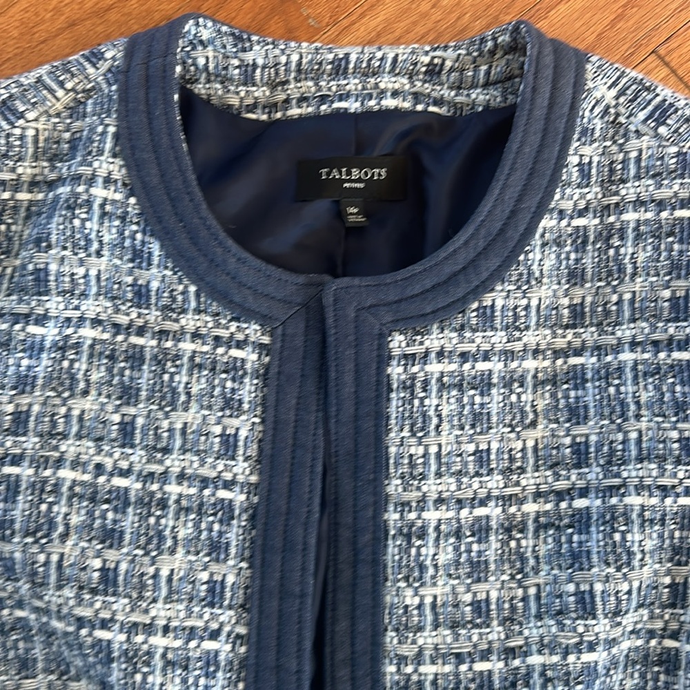 Talbots Chambray Trim Tweed blazer - Picture 4 of 12